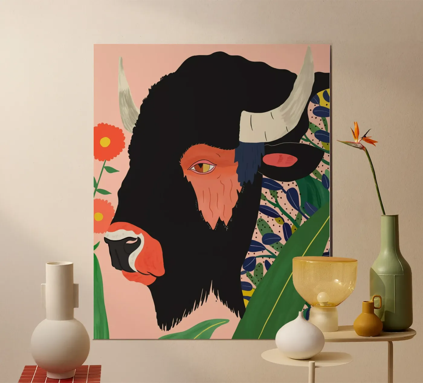Floral Bison poster by ArtsySesta