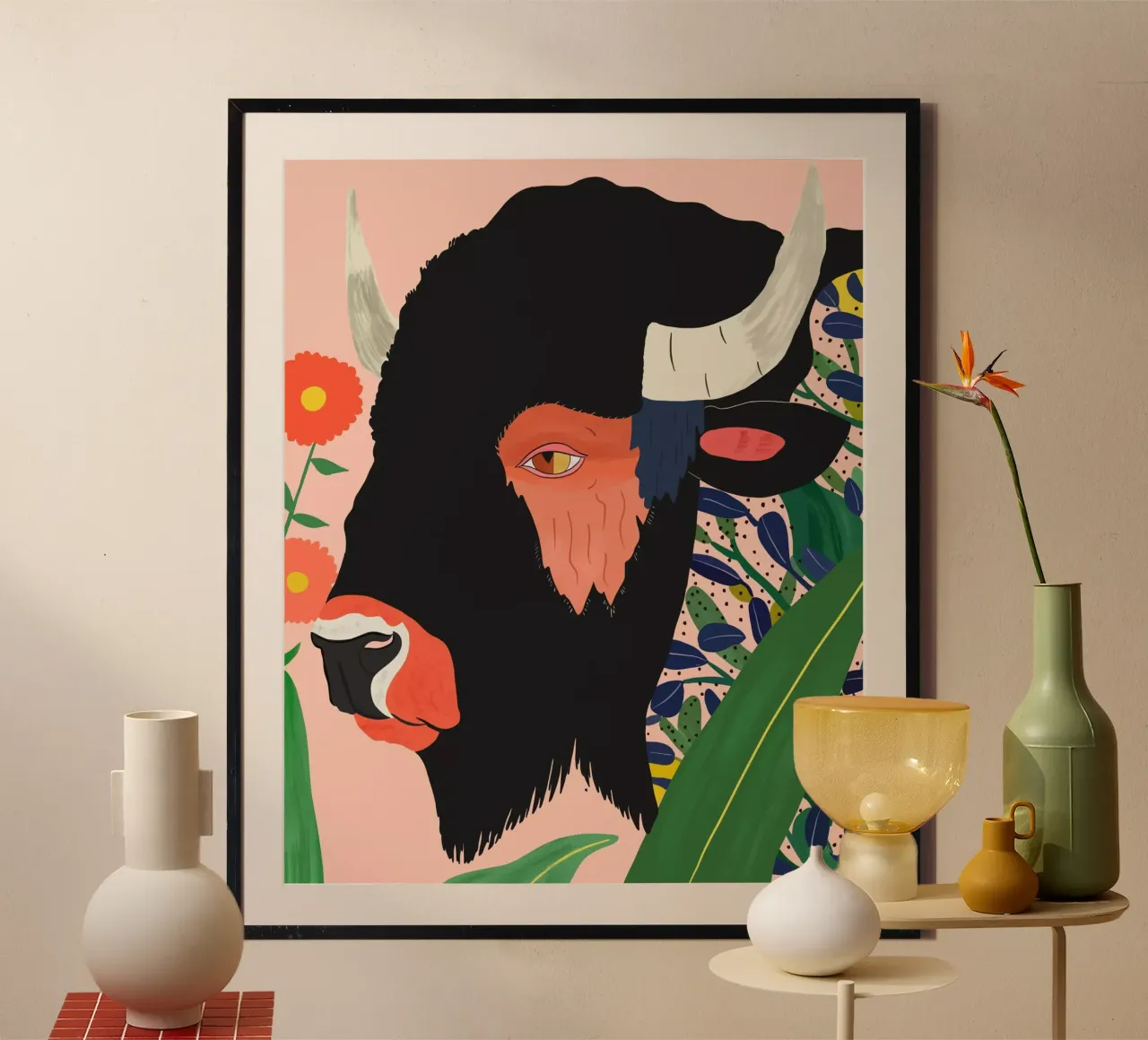 Bisonte floreale poster da ArtsySesta