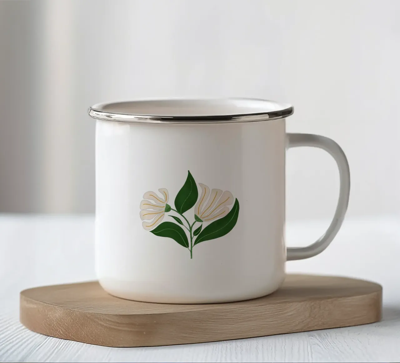 Fiori crema retrò anni '70 - Verde avocado tazza in smalto da susanacosta