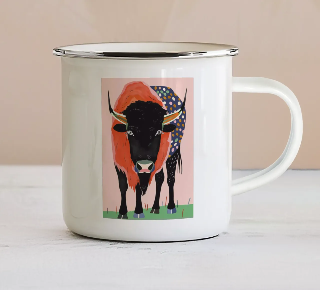 Bisonte Vivido tazza in smalto da ArtsySesta
