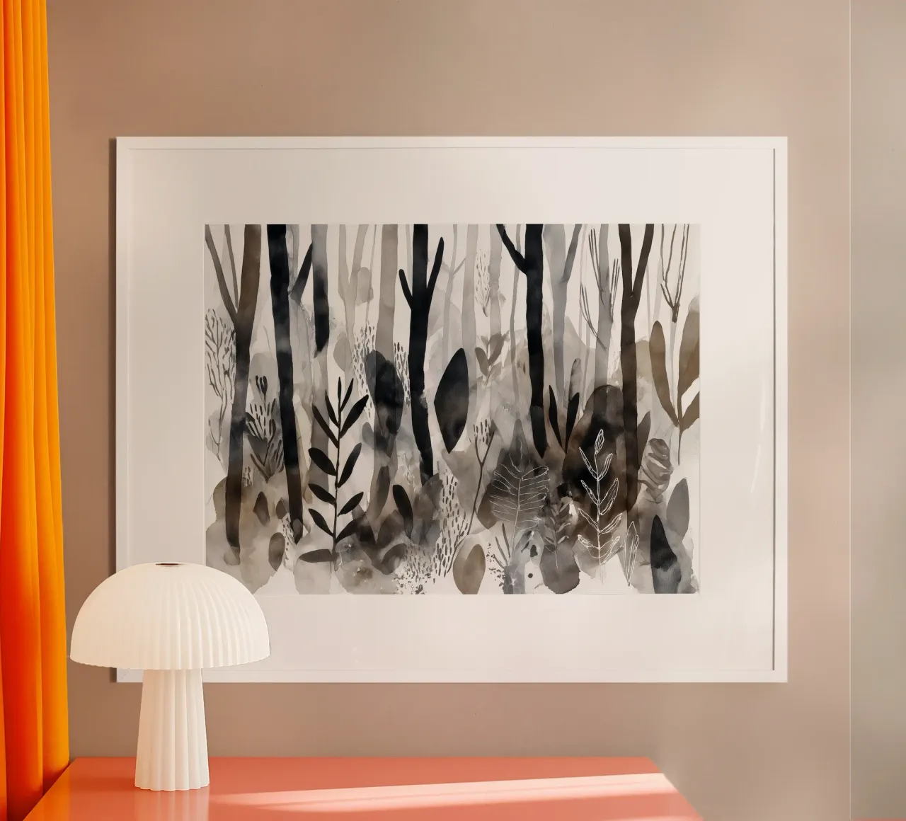 Riverbero nel bosco poster con telaio in alluminio da Louise Wilder Studio