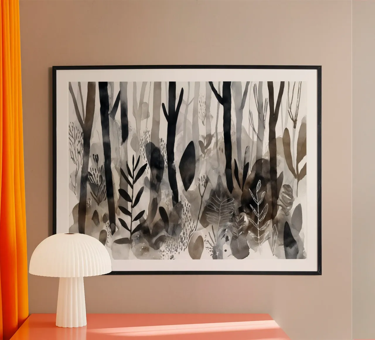 Riverbero nel bosco poster con telaio in alluminio da Louise Wilder Studio