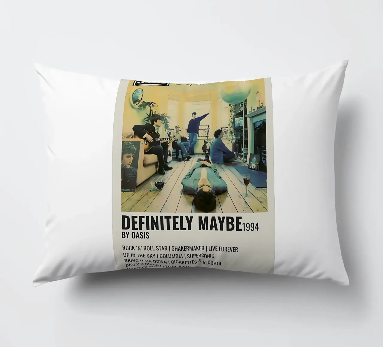 Poster di Definitely Maybe 1994 degli Oasis cuscino da domherrick1