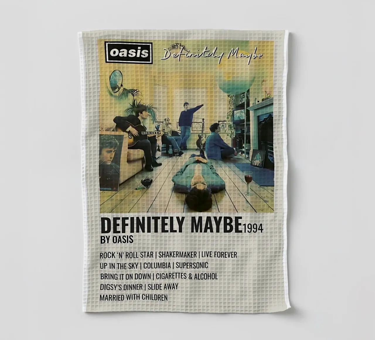 Poster di Definitely Maybe 1994 degli Oasis canovaccio da cucina da domherrick1