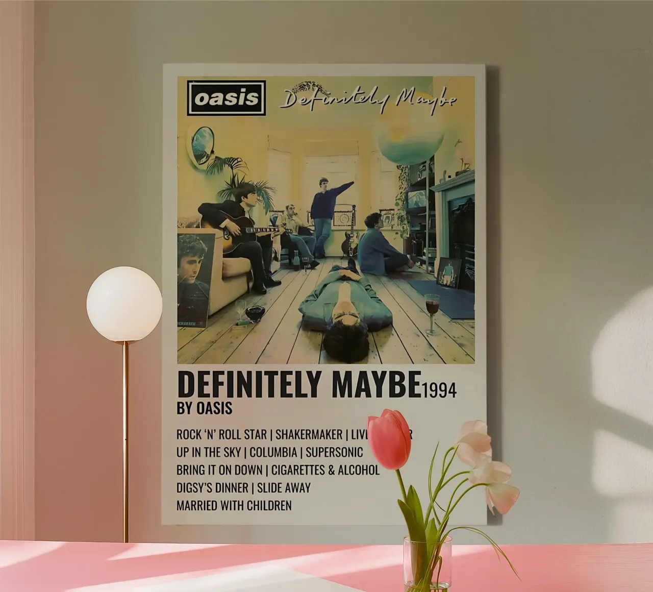 Definitely Maybe 1994 poster by Oasis canvas with Floater frame by domherrick1