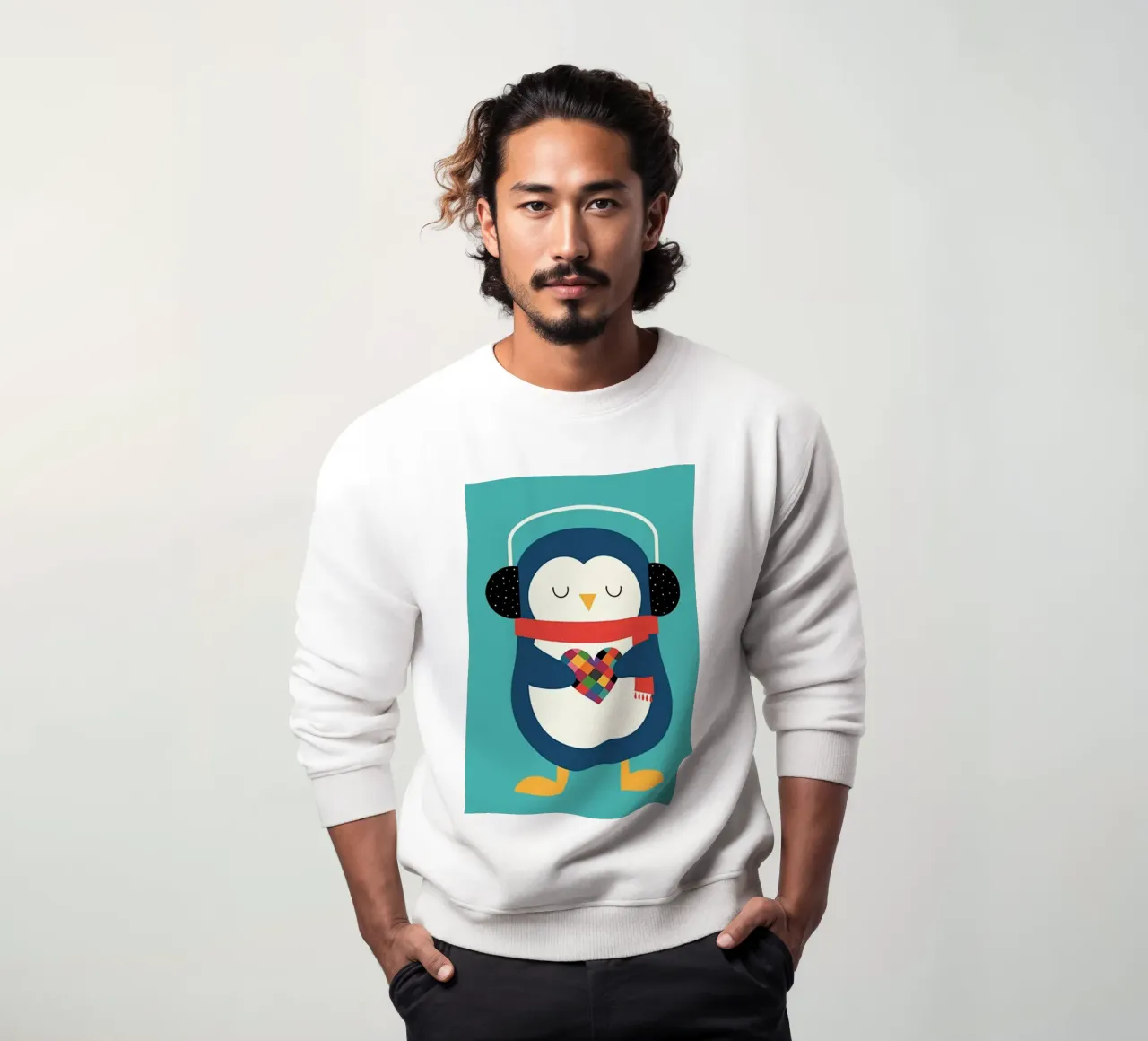 sciarpa con cuore di pinguino felpa da frea shop