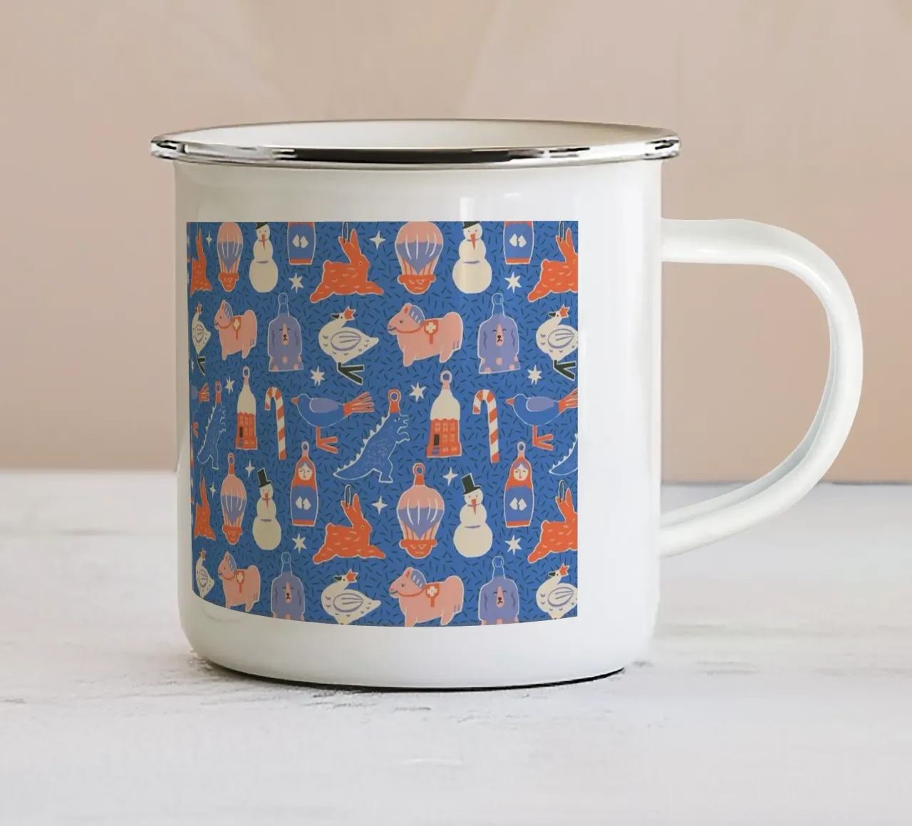 Christmas Pattern No 37 tazza in smalto da treechild