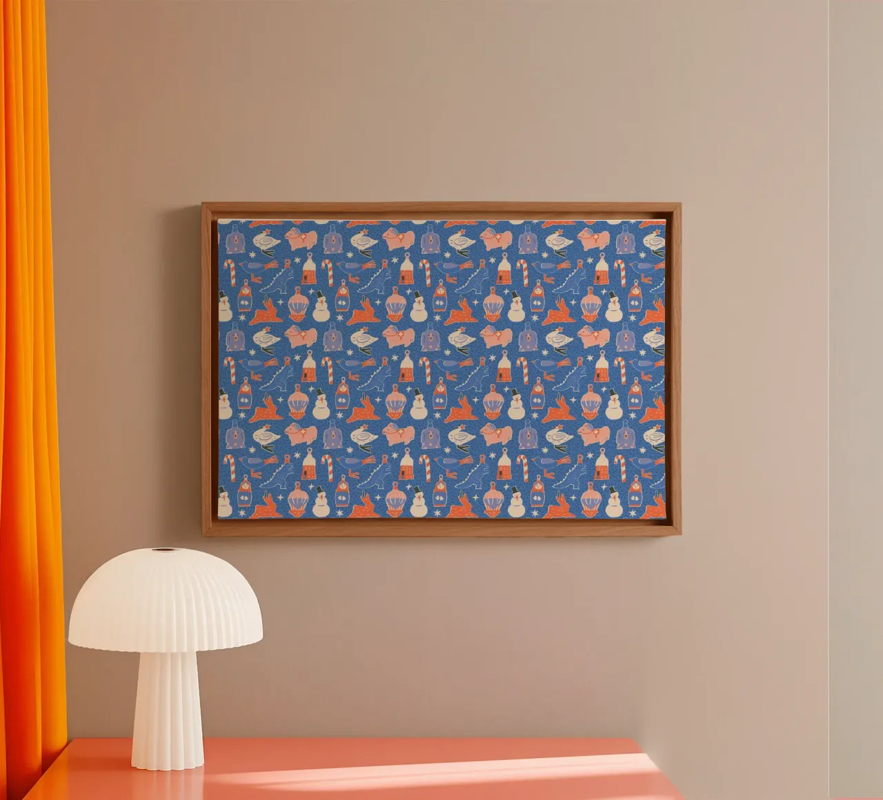 Christmas Pattern No 37 tela con Cornice a cassetta da treechild