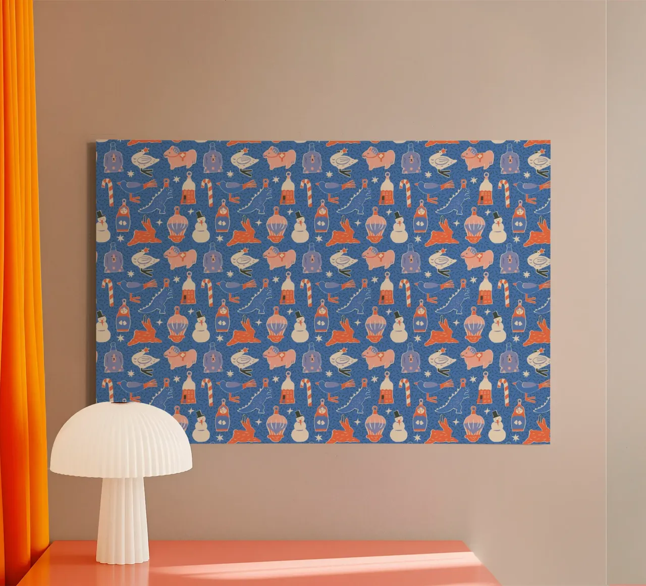 Christmas Pattern No 37 tela con Cornice a cassetta da treechild