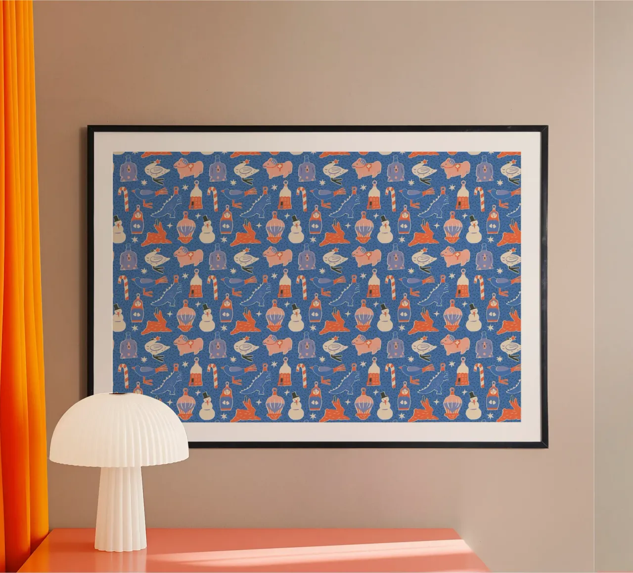 Christmas Pattern No 37 poster con telaio in plastica da treechild