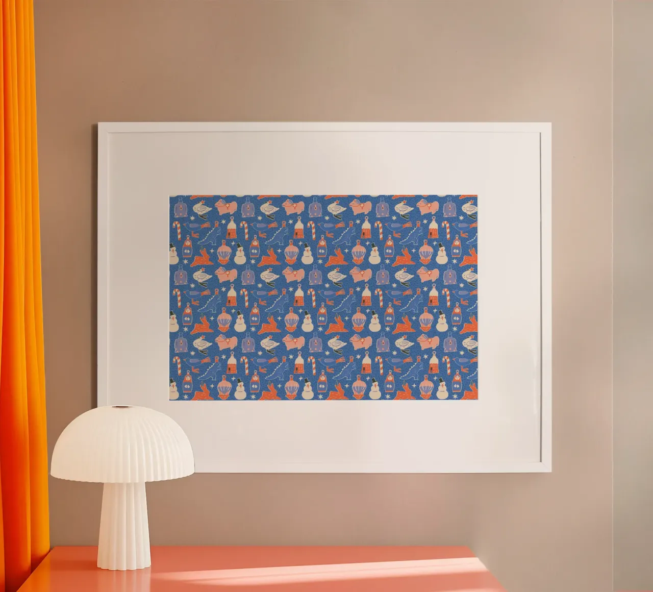 Christmas Pattern No 37 poster con telaio in plastica da treechild