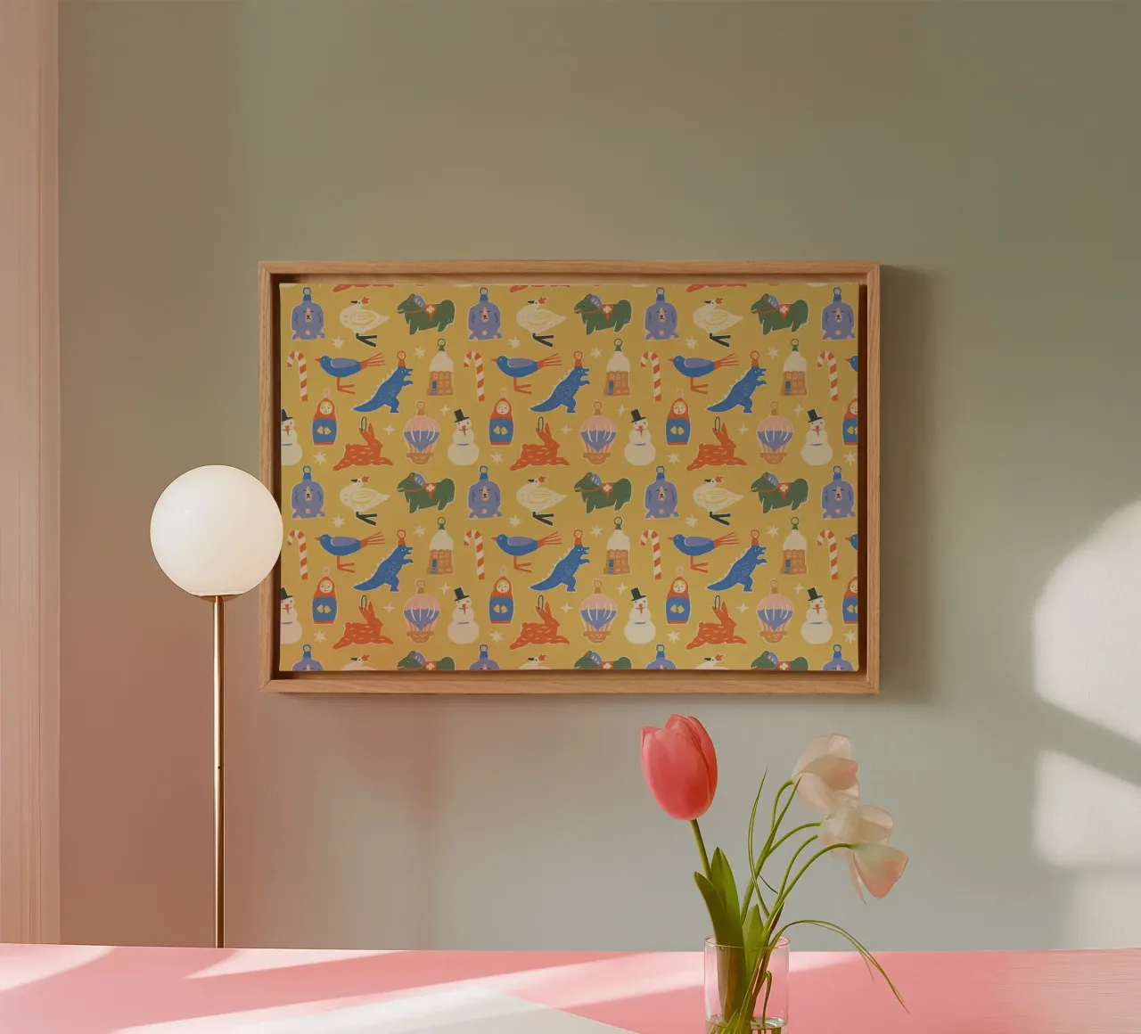 Christmas Pattern No 38 tela con Cornice a cassetta da treechild
