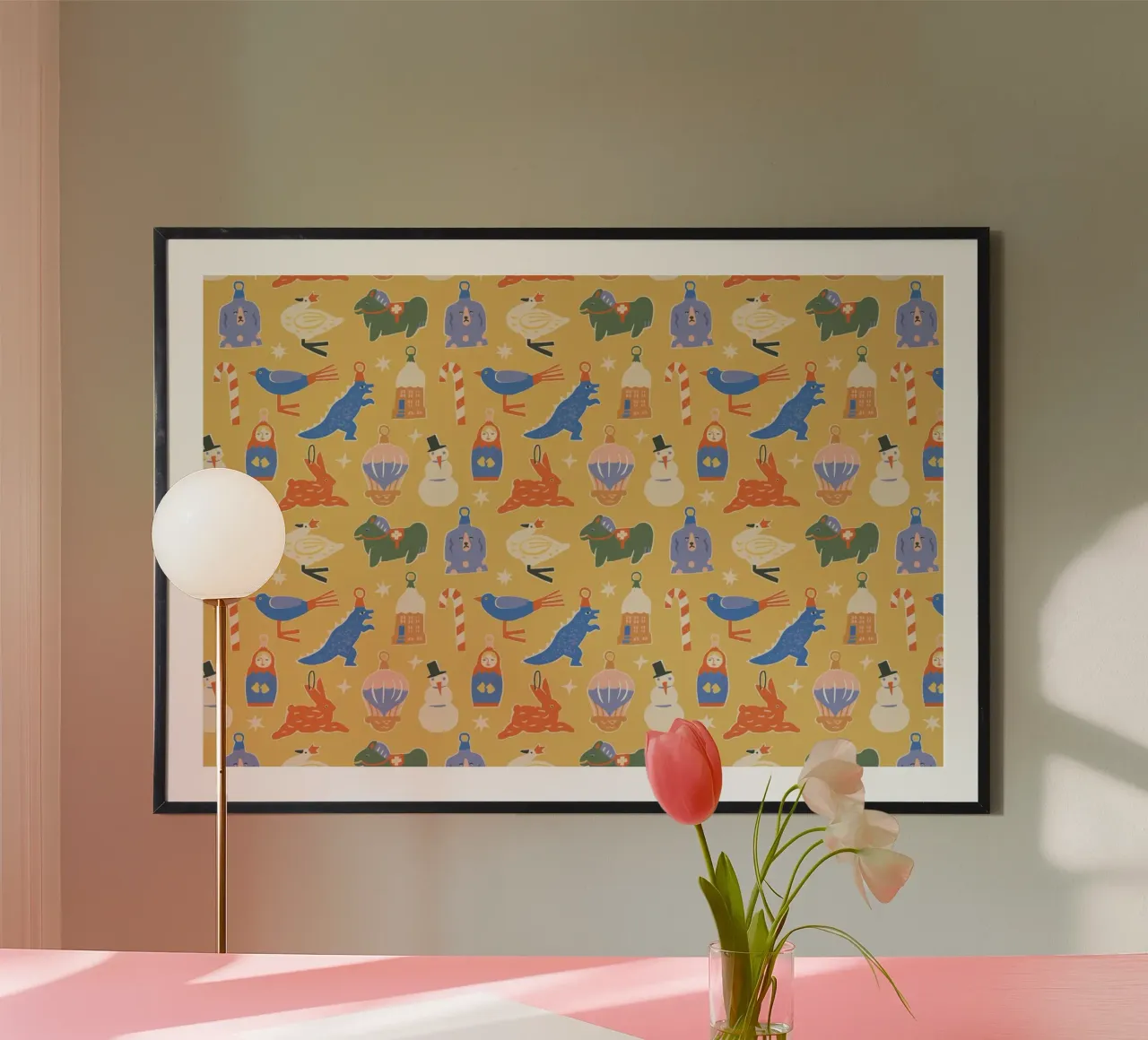 Christmas Pattern No 38 poster con telaio in plastica da treechild