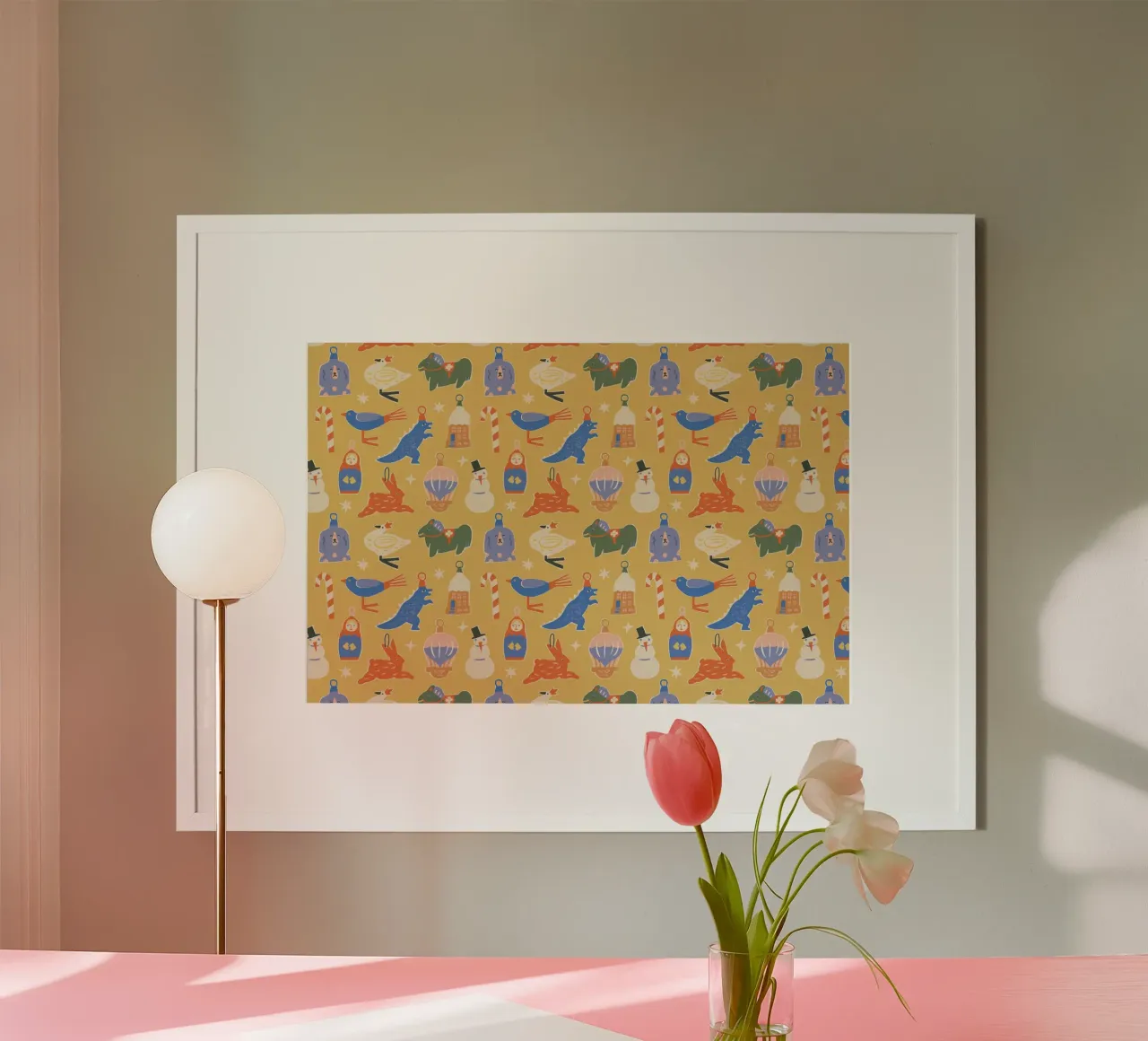 Christmas Pattern No 38 poster con telaio in plastica da treechild