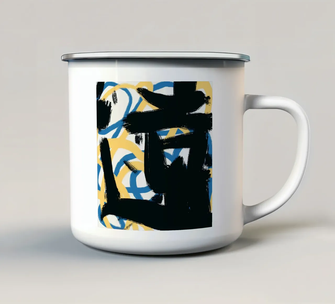 Calligrafia asiatica espressiva tazza in smalto da Little Dean