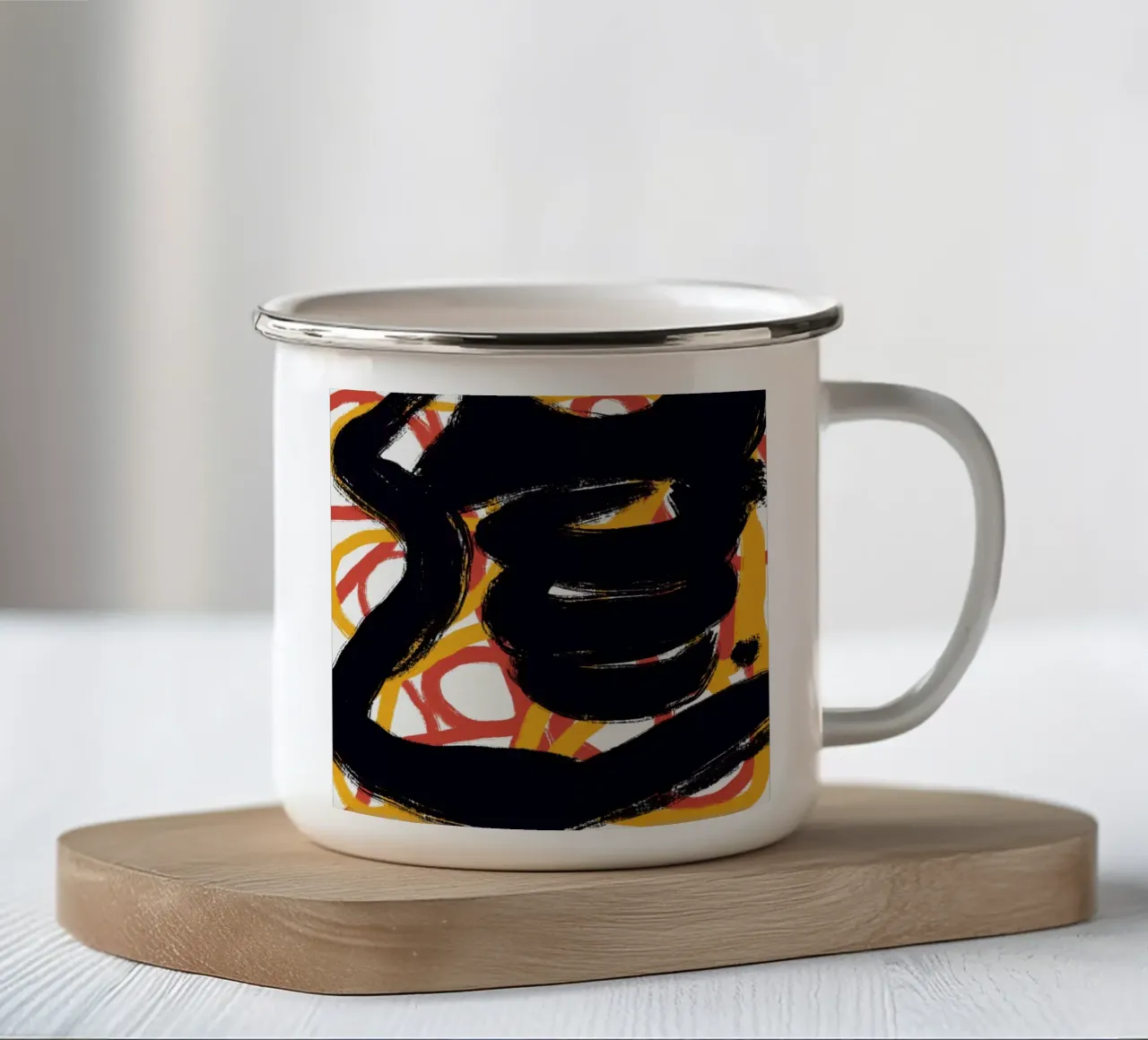 Calligrafia asiatica espressiva 03 tazza in smalto da Little Dean