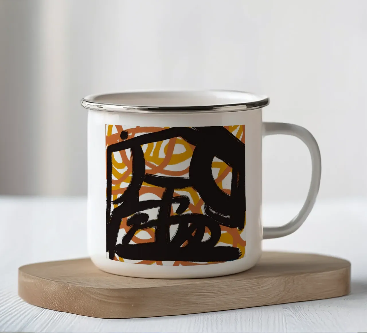 Calligrafia asiatica espressiva 04 tazza in smalto da Little Dean