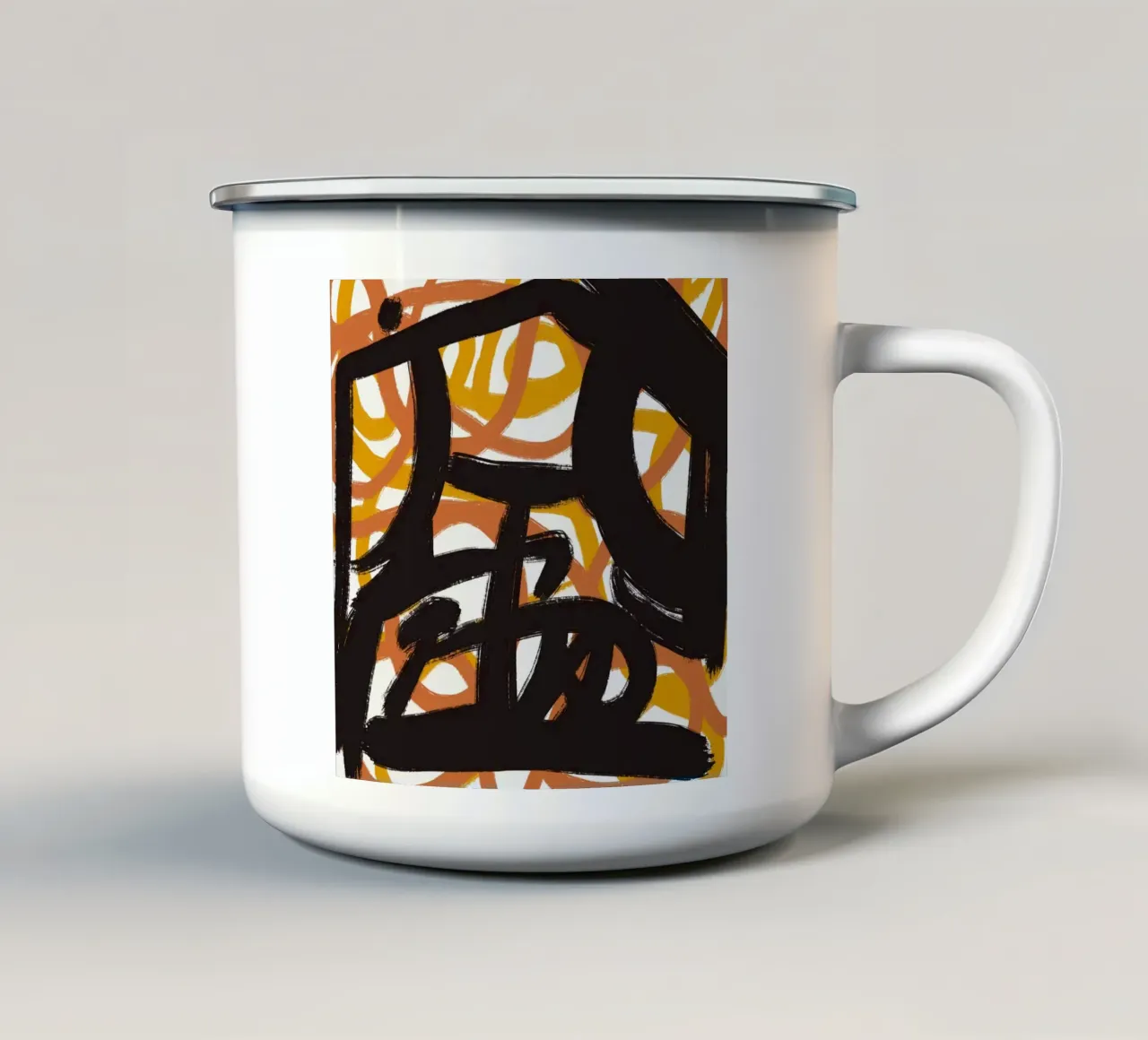 Calligrafia asiatica espressiva 04 tazza in smalto da Little Dean