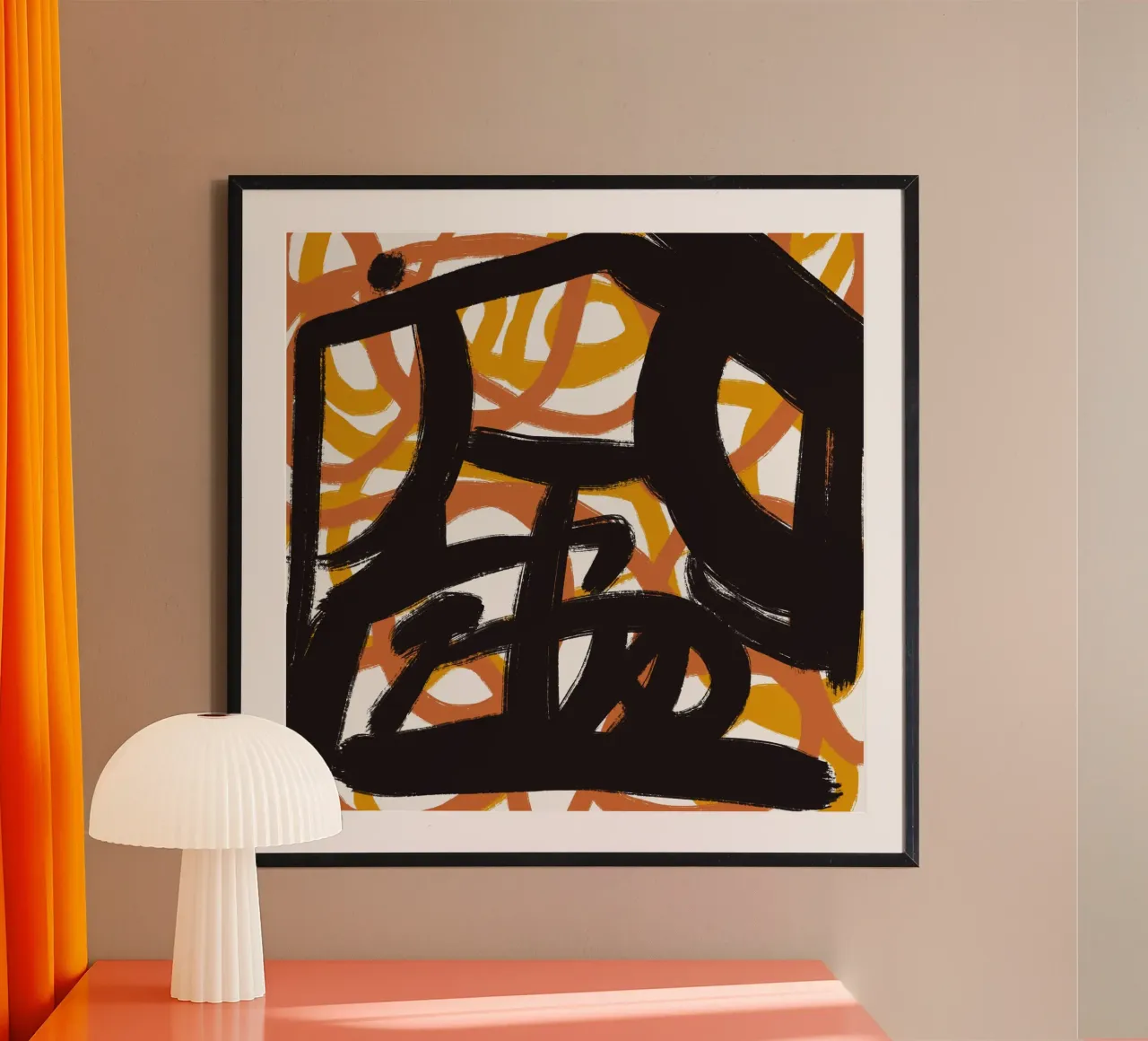 Calligrafia asiatica espressiva 04 poster con telaio in alluminio da Little Dean