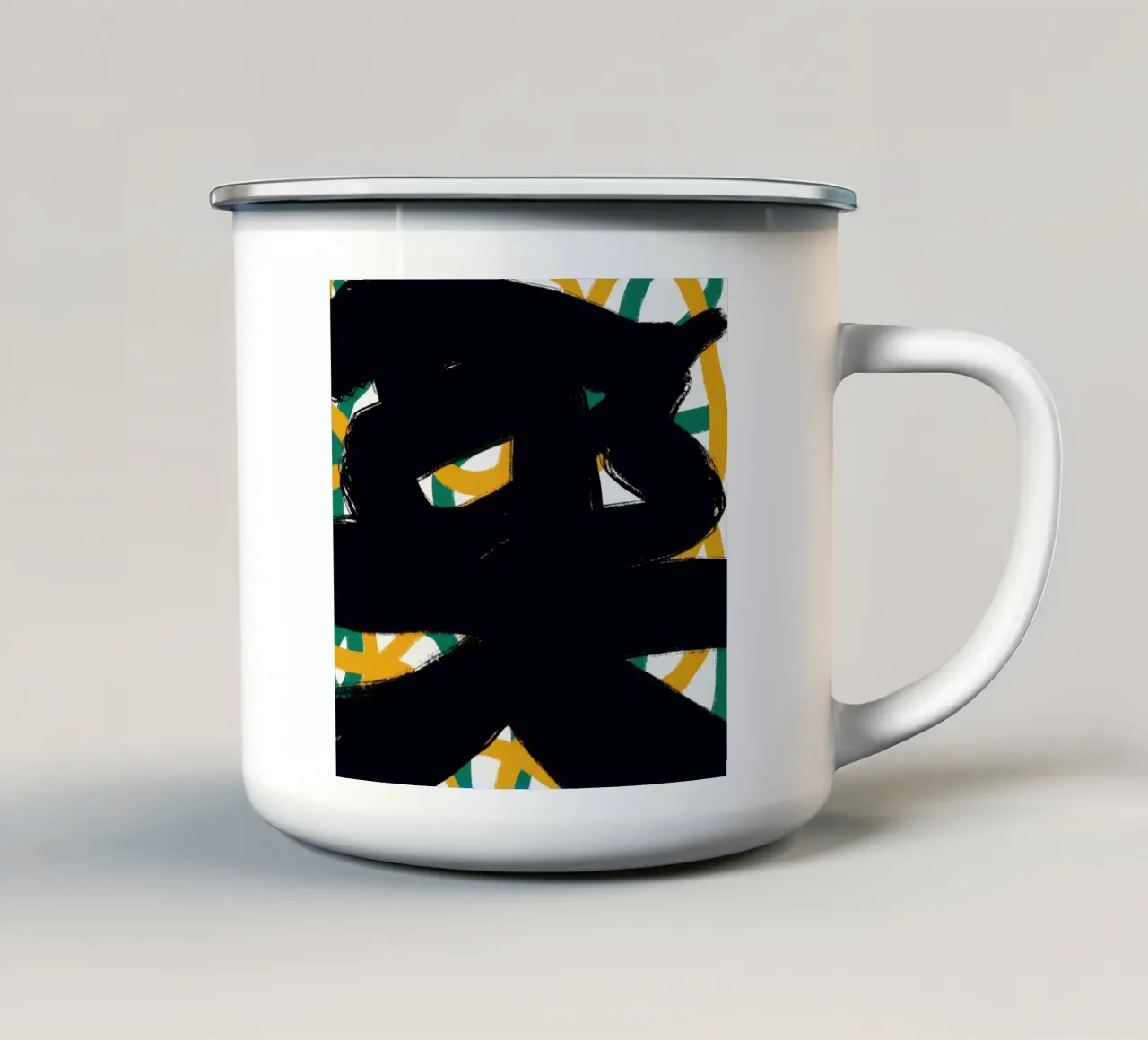 Calligrafia asiatica espressiva 05 tazza in smalto da Little Dean