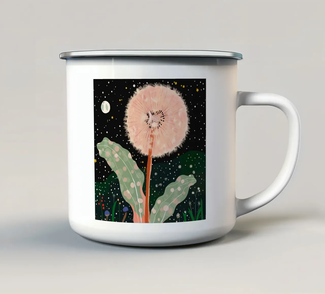 Dente di leone notturno tazza in smalto da ArtsySesta