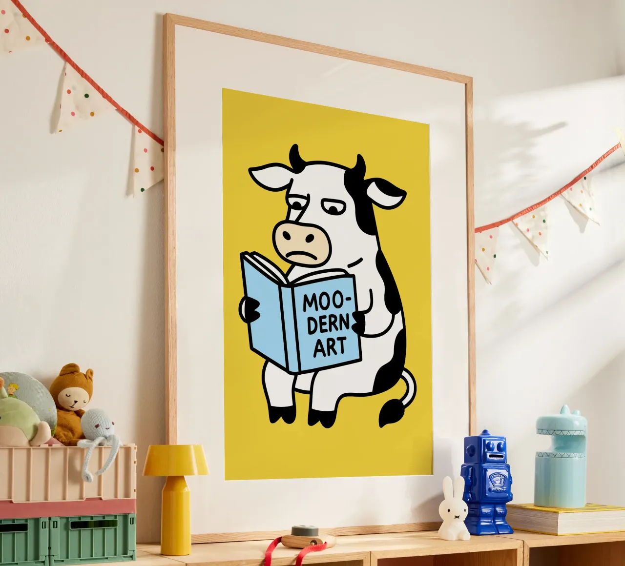 Moo-dern Art - Poster artistico di mucche divertenti carta hahnemühle da Artezza