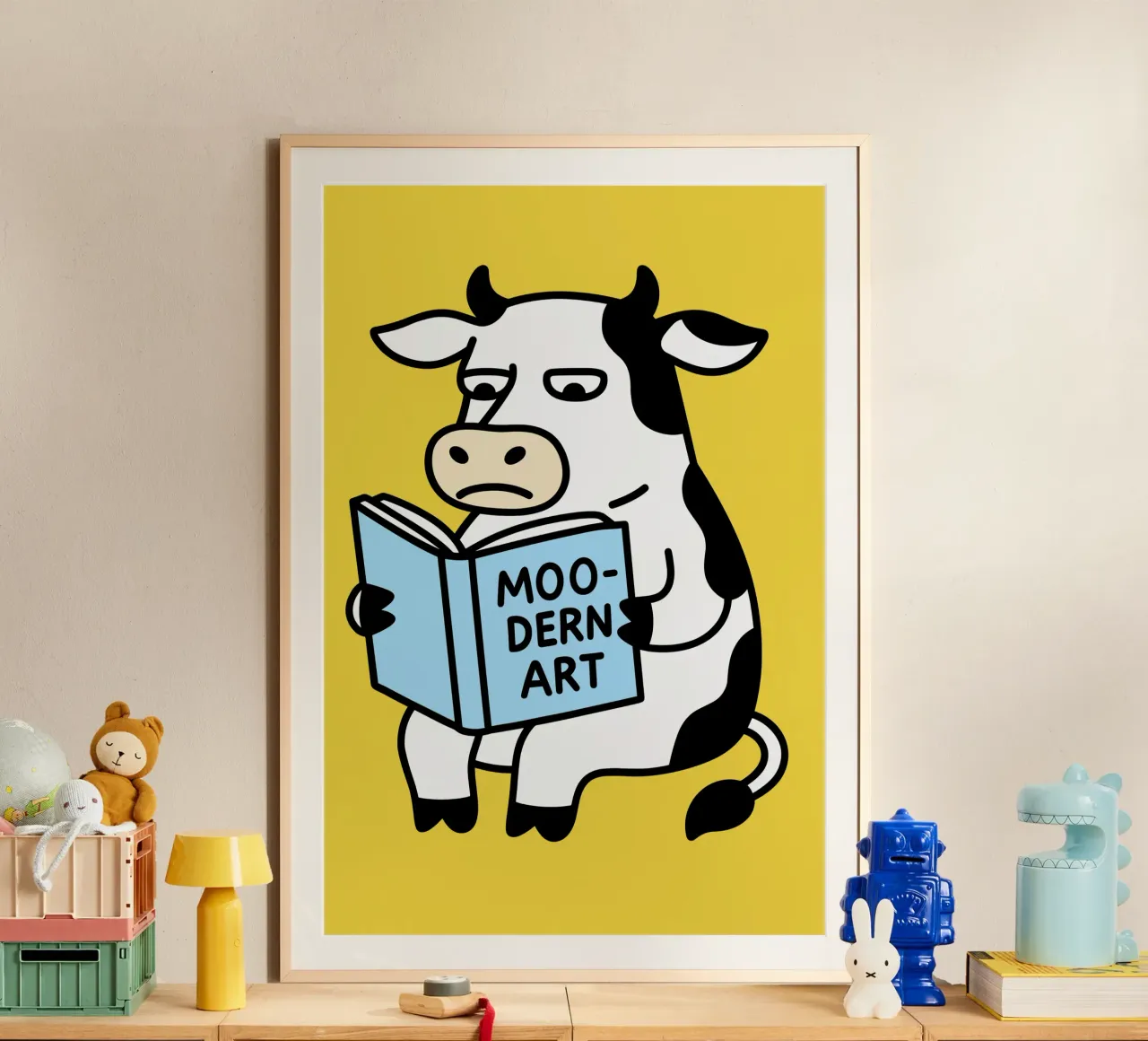 Moo-dern Art - Poster artistico di mucche divertenti carta hahnemühle da Artezza