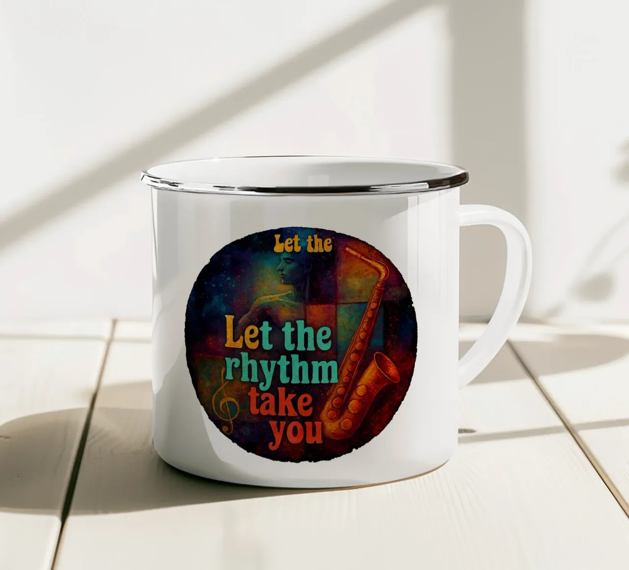 LET THE RHYTHM TAKE YOU tazza in smalto da Vintage Van Gogh