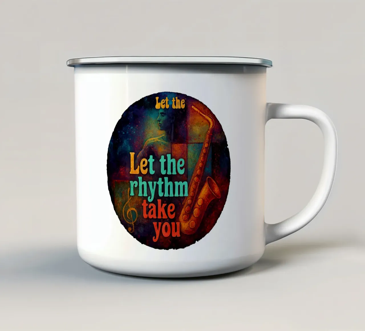 LET THE RHYTHM TAKE YOU tazza in smalto da Vintage Van Gogh