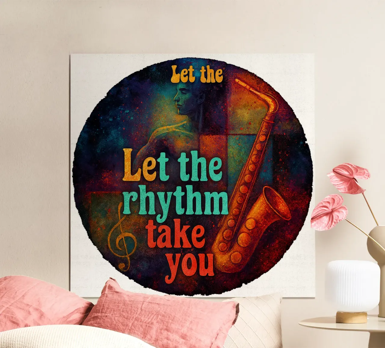 LET THE RHYTHM TAKE YOU poster con telaio in legno da Vintage Van Gogh