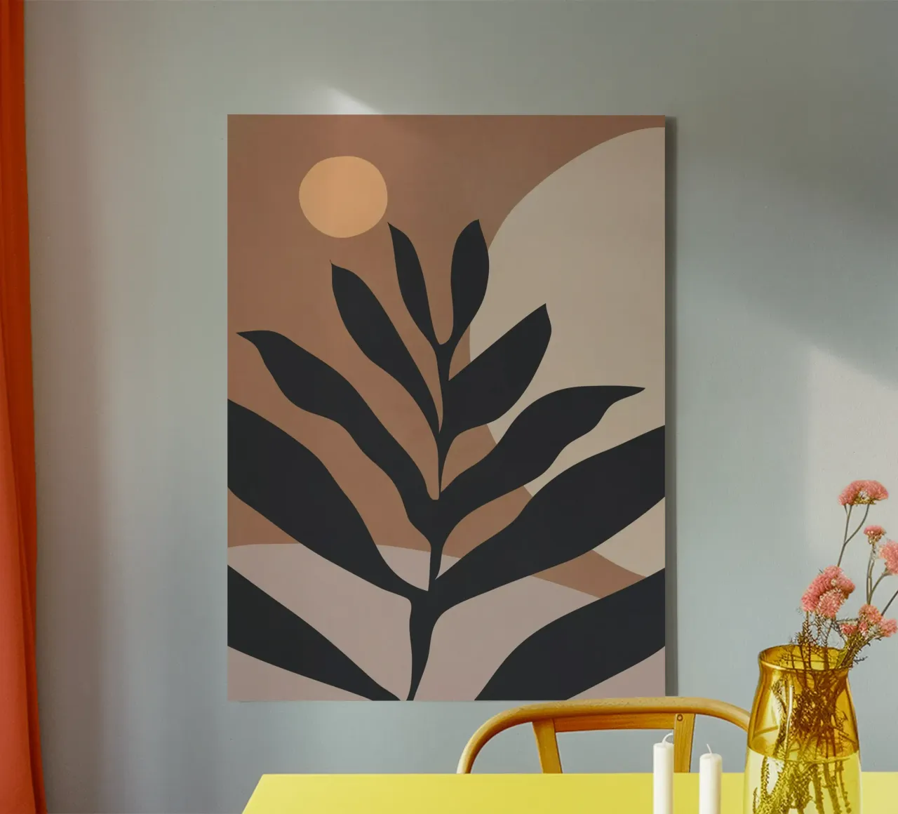 Tropisch blad abstracte kunst 2 canvas met Baklijst van ThingDesign