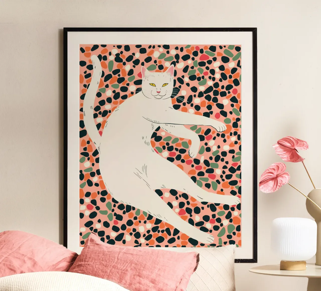Stretching per gatti poster con telaio in legno da ArtsySesta