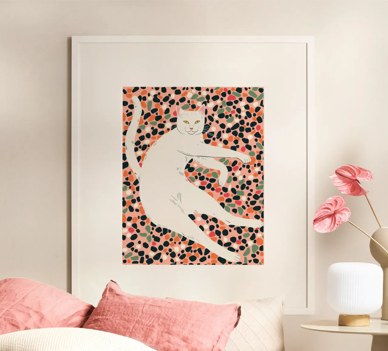 Stretching per gatti poster con telaio in legno da ArtsySesta