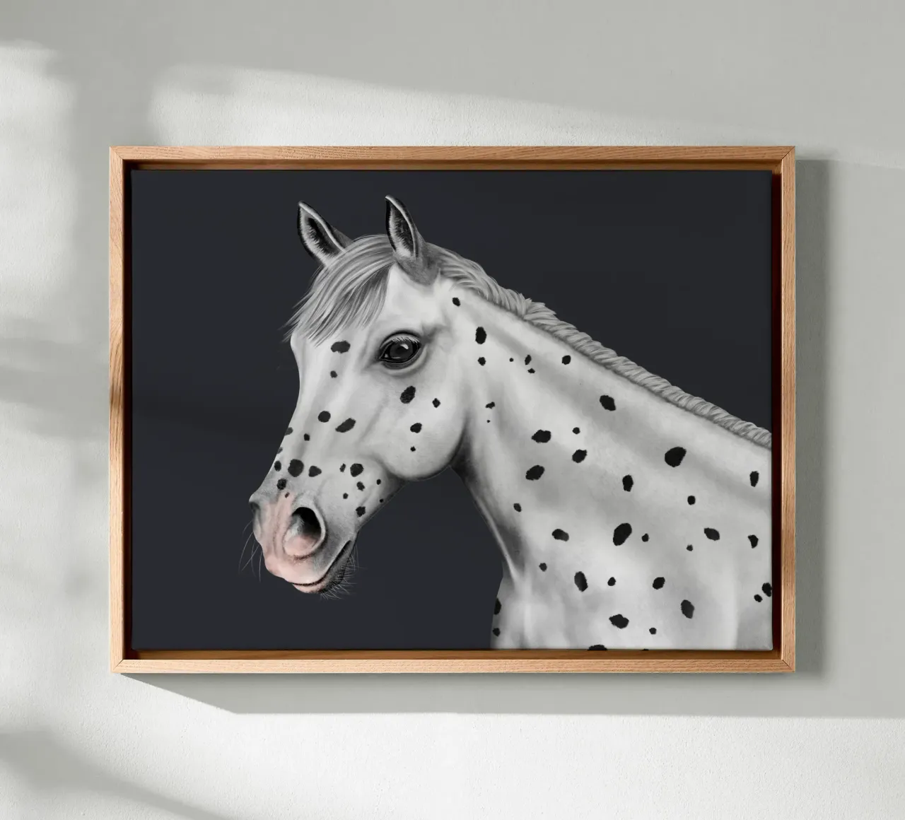 Pferde-Portrait • Knabstrupper tela con Cornice a cassetta da Moonlit Illustrations