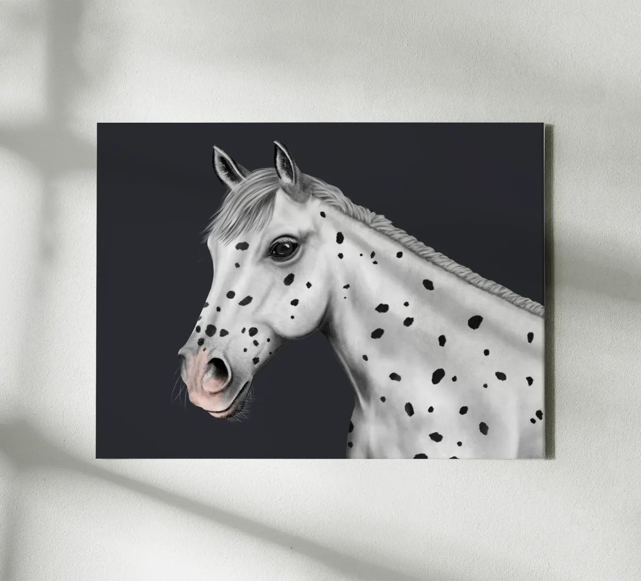 Pferde-Portrait • Knabstrupper tela con Cornice a cassetta da Moonlit Illustrations
