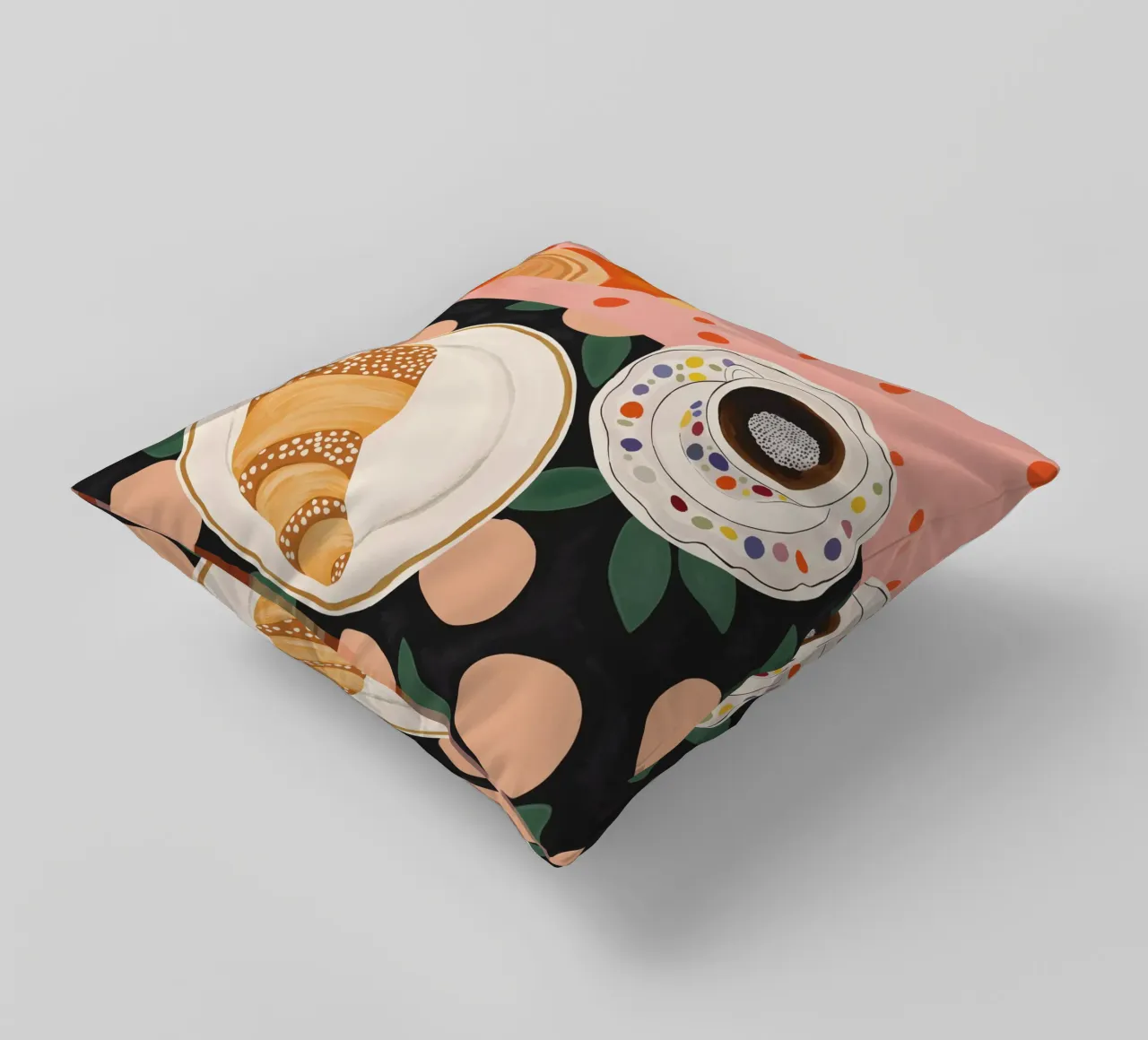 Caffè e croissant cuscino da ArtsySesta