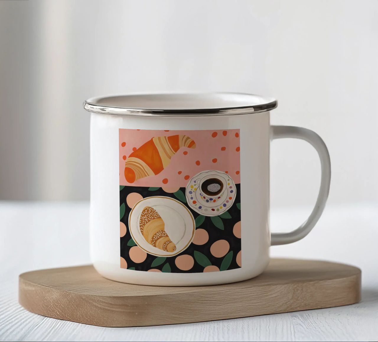 Caffè e croissant tazza in smalto da ArtsySesta