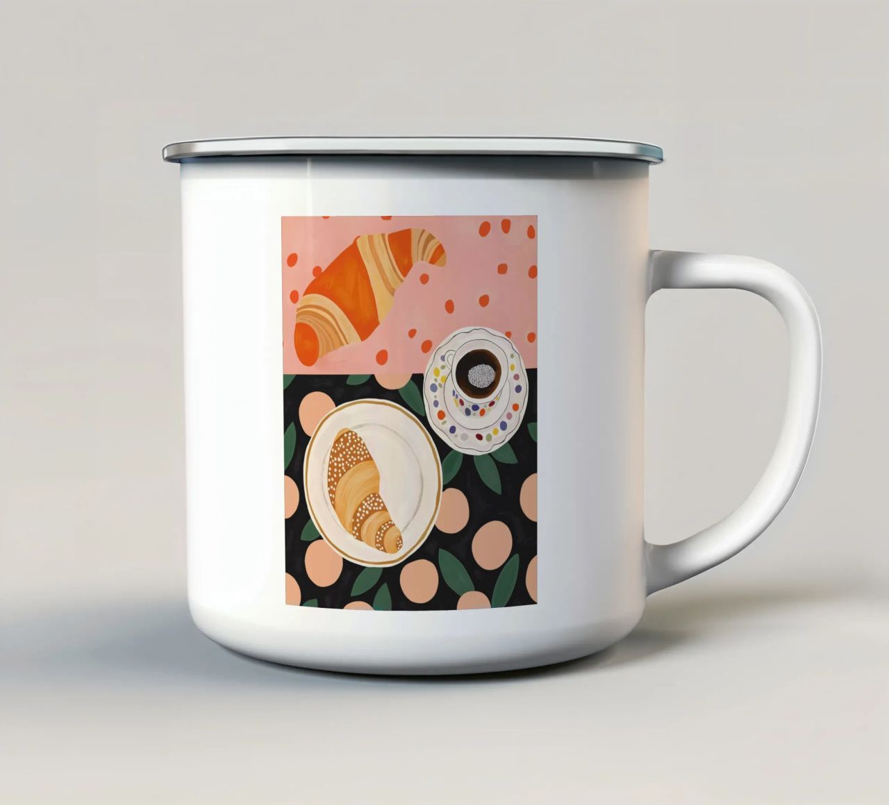 Caffè e croissant tazza in smalto da ArtsySesta