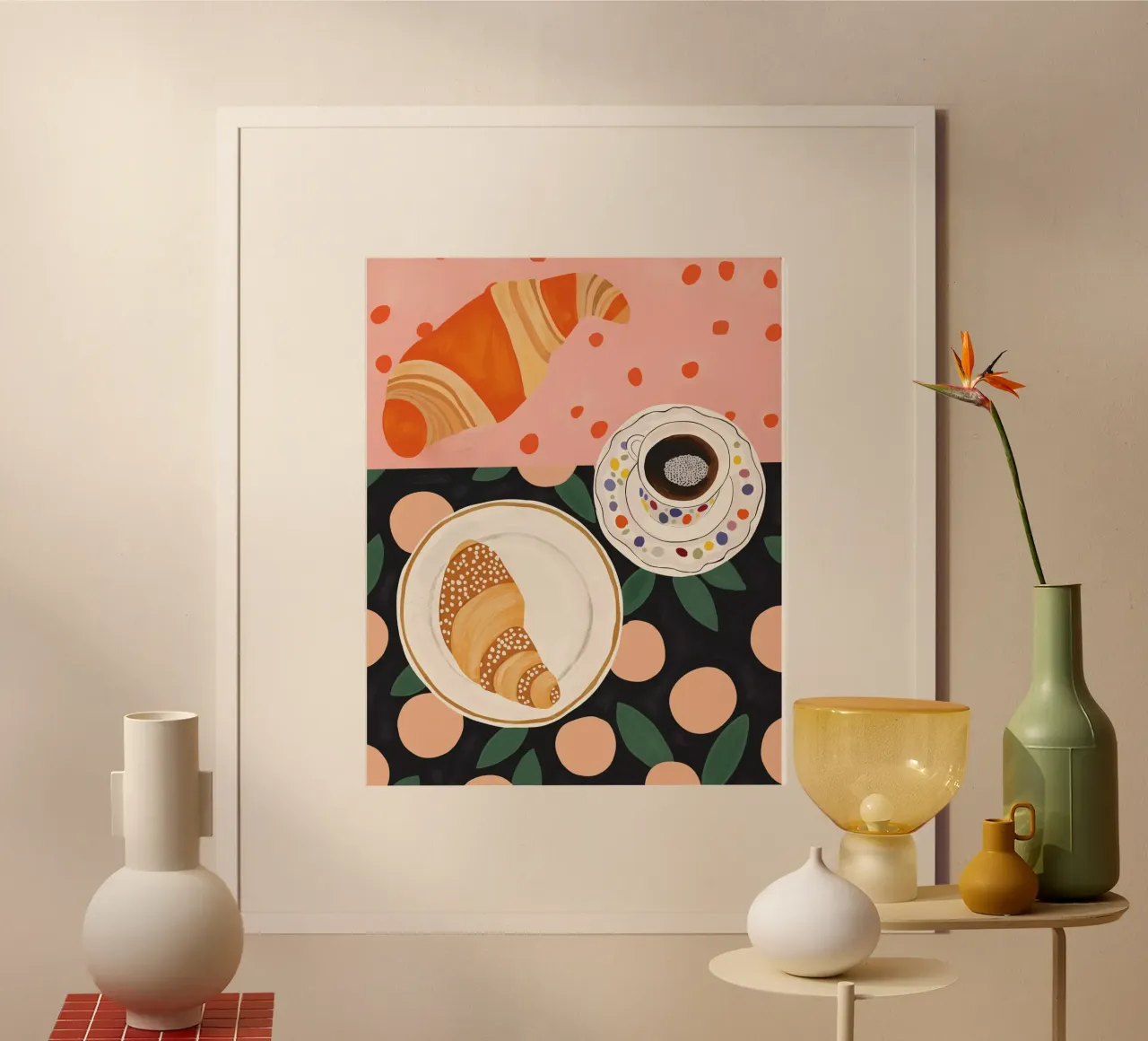 Caffè e croissant poster da ArtsySesta