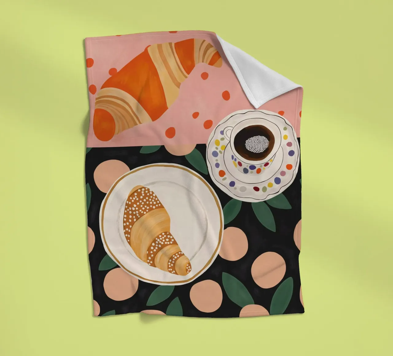 Caffè e croissant coperta in pile da ArtsySesta
