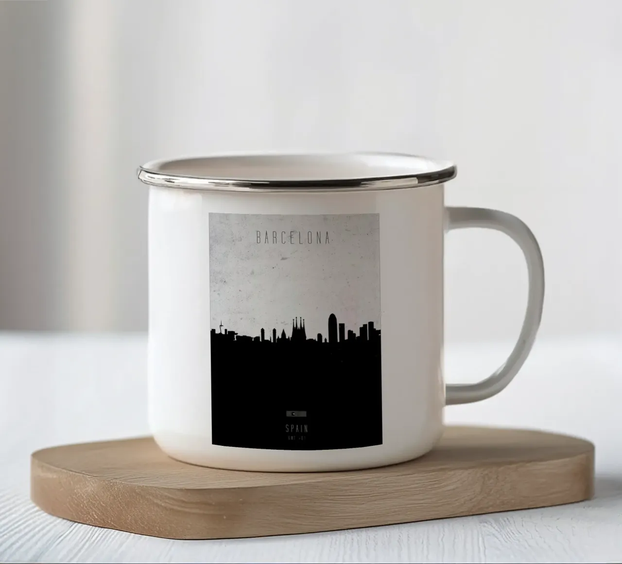 Barcelona Contemporary Cityscape tazza in smalto da Calm The Ham