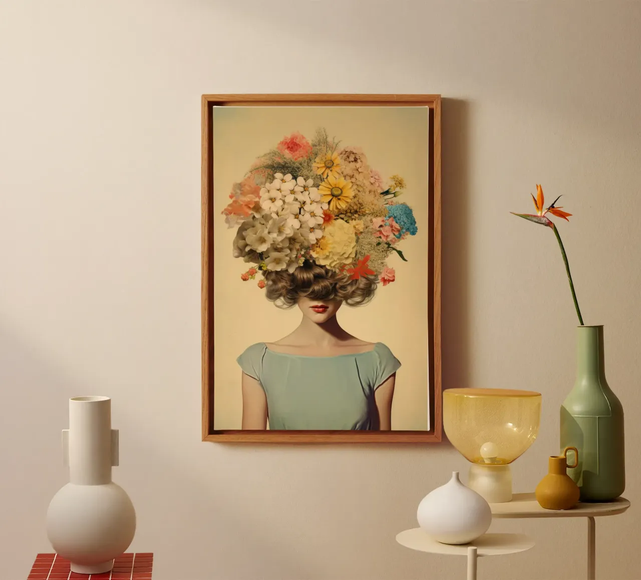 Fiore per capelli vintage 2 tela con Cornice a cassetta da Tameo