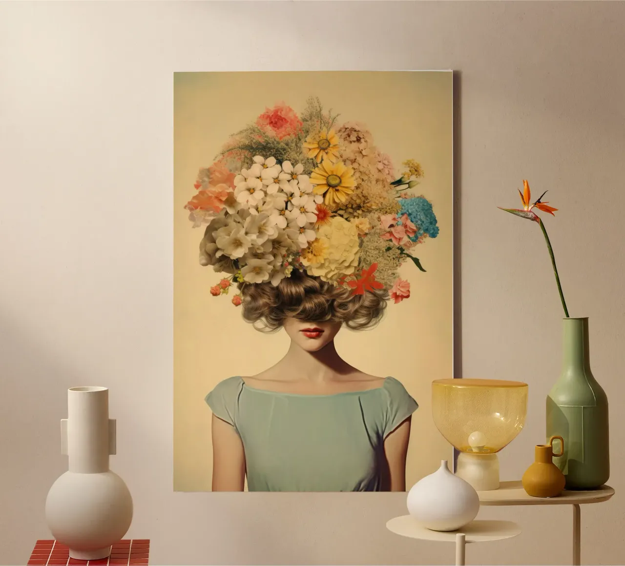 Fiore per capelli vintage 2 tela con Cornice a cassetta da Tameo