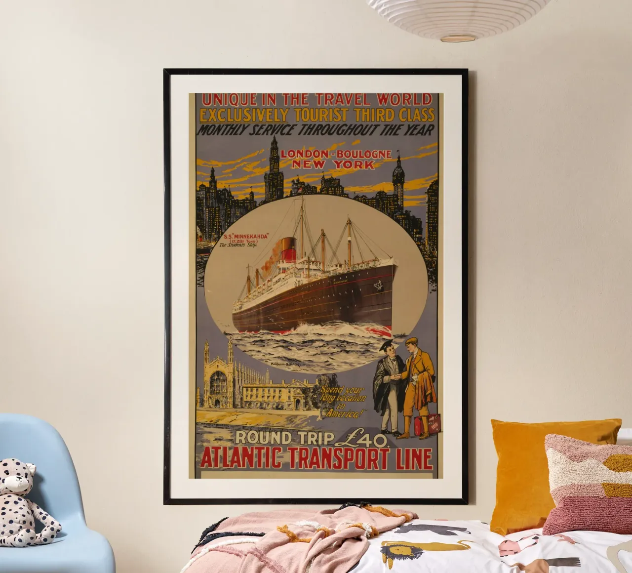 Poster della Atlantic Transport Line, S.S. Minnekahda, Cru d'epoca poster da homdeco