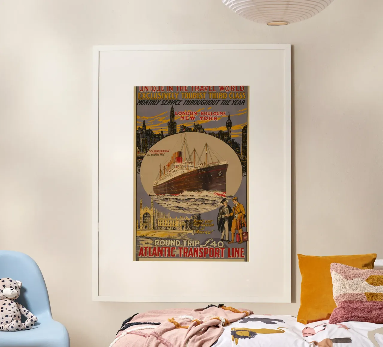 Poster della Atlantic Transport Line, S.S. Minnekahda, Cru d'epoca poster da homdeco