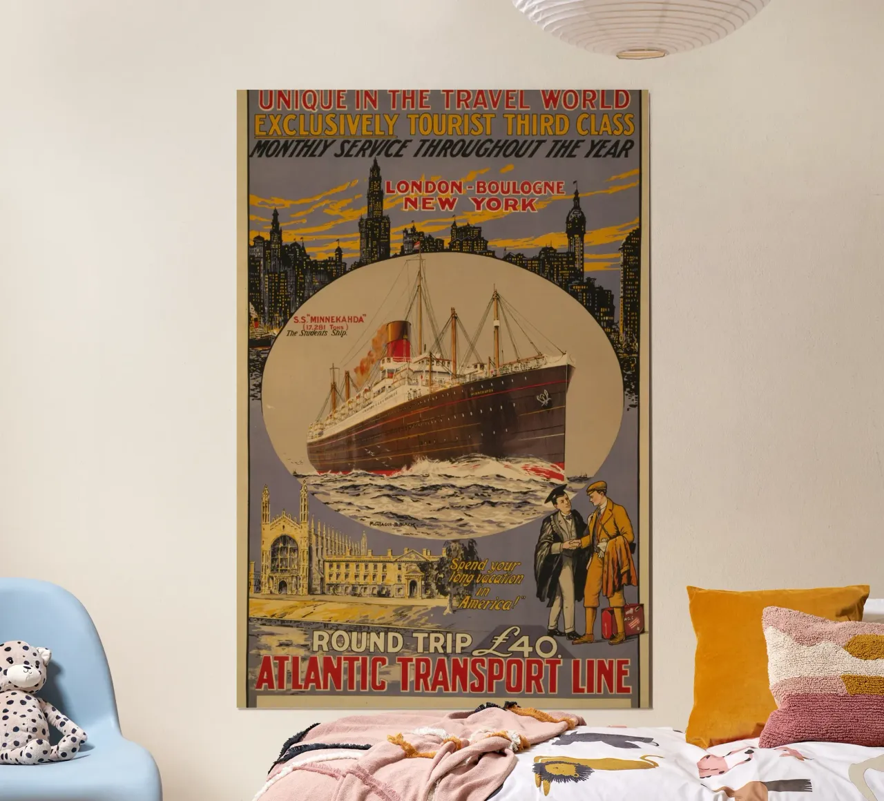 Poster della Atlantic Transport Line, S.S. Minnekahda, Cru d'epoca poster da homdeco
