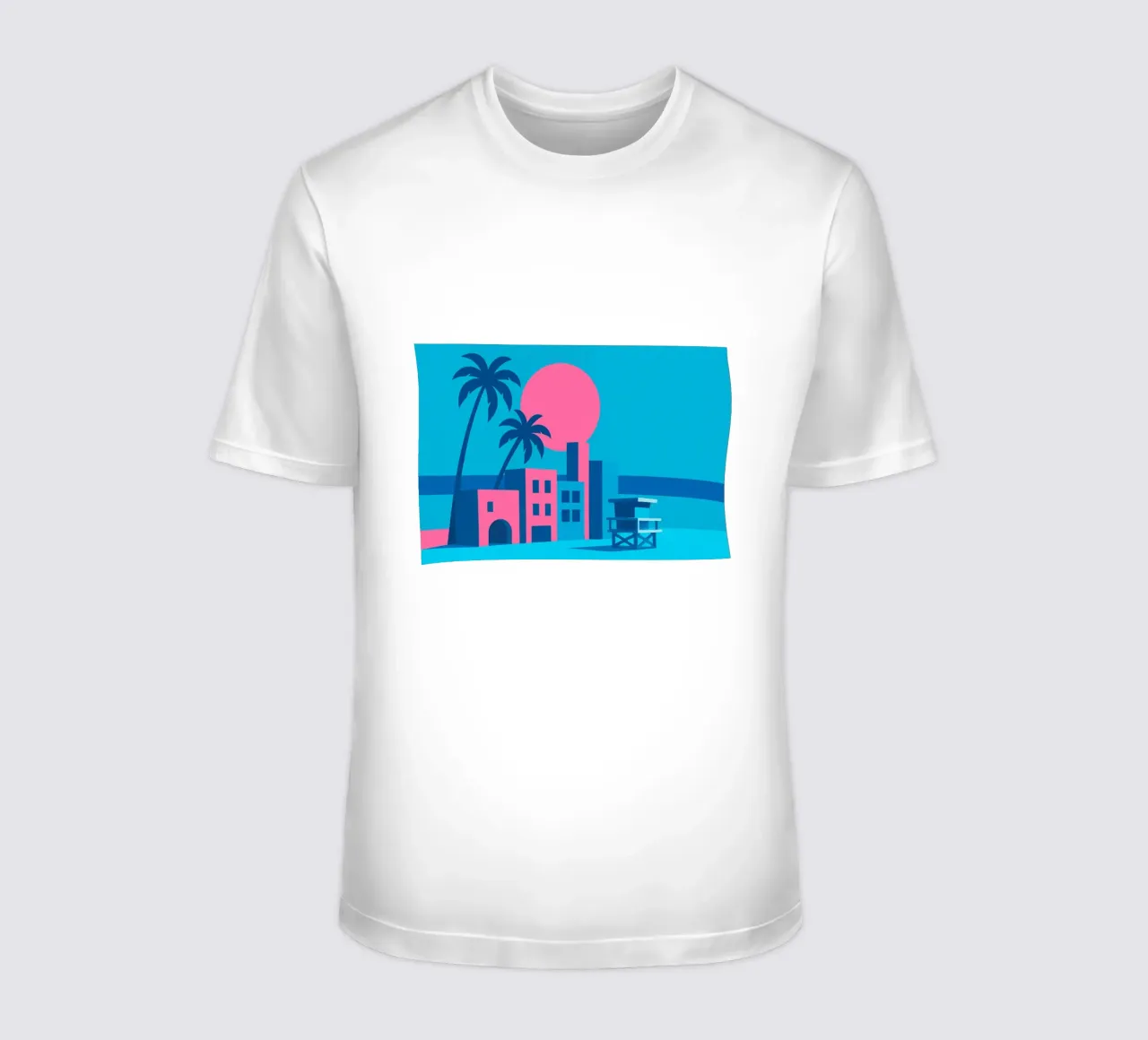 Venice Beach Pop - Palmieri e palazzi in rosa t-shirt da JETLAG | affiches voyage