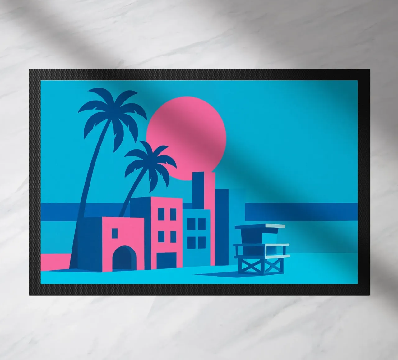 Venice Beach Pop - Palmieri e palazzi in rosa zerbino da JETLAG | affiches voyage