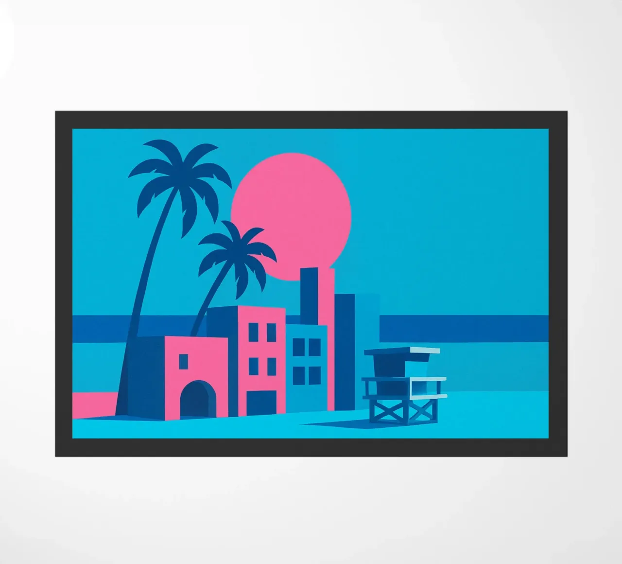 Venice Beach Pop - Palmieri e palazzi in rosa zerbino da JETLAG | affiches voyage