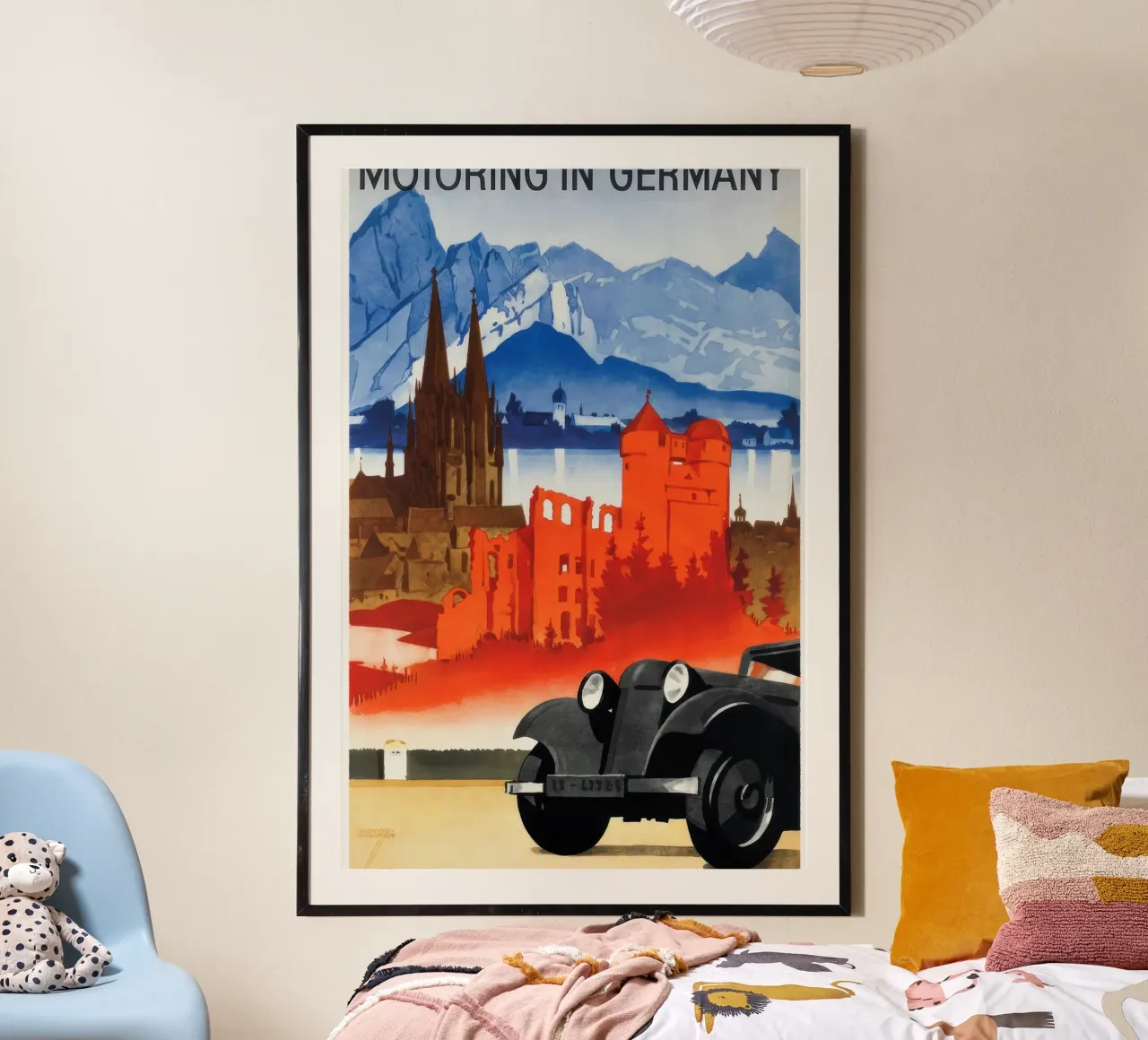 Poster "Motoring in Germany", arte di viaggio d'epoca, auto, castellana poster da homdeco